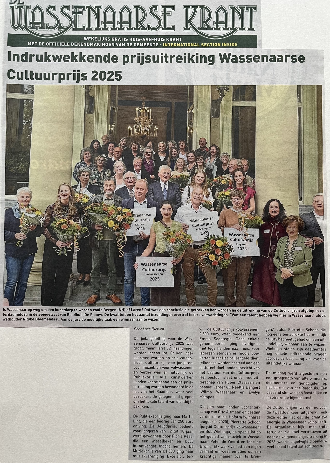 Indrukwekkende uitreiking Wassenaarse Cultuurprijs 2025